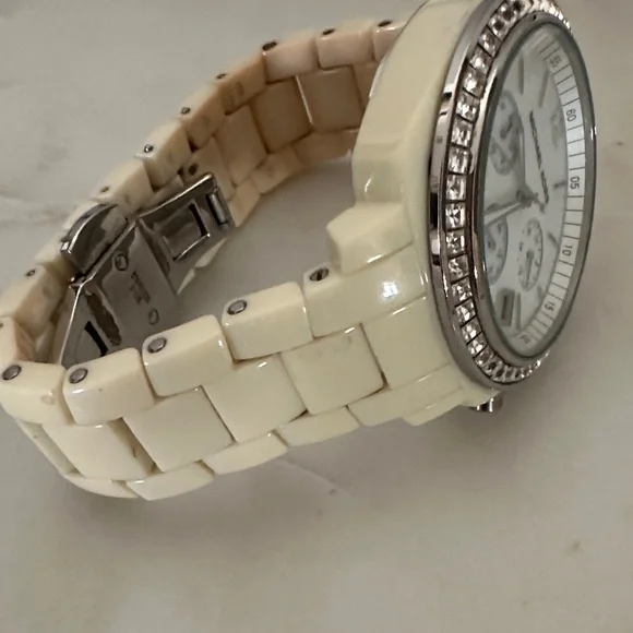 Michael Kors Ivory Watch with Crystal Bezel